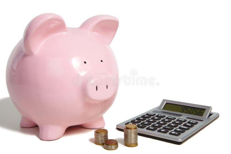 Pig bank and calculator