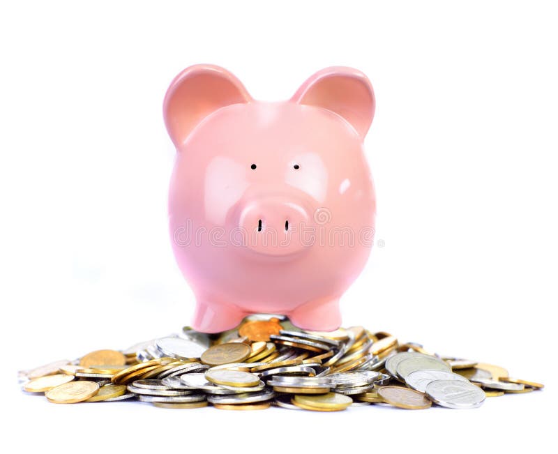 Pig bank and money stock image. Image of success, cent 17427363