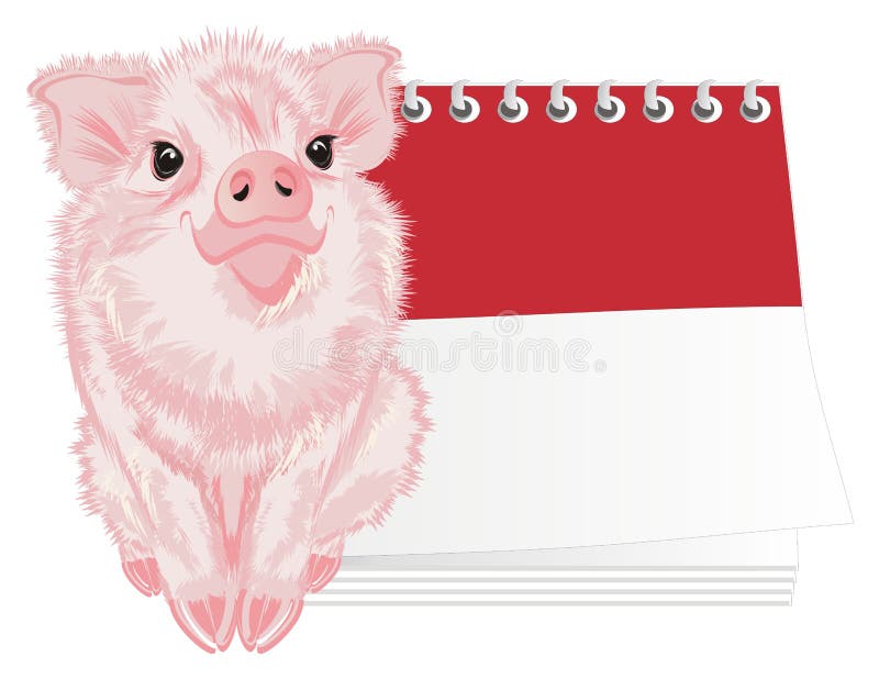 Pig and calendar stock illustration. Illustration of bacon 108282856