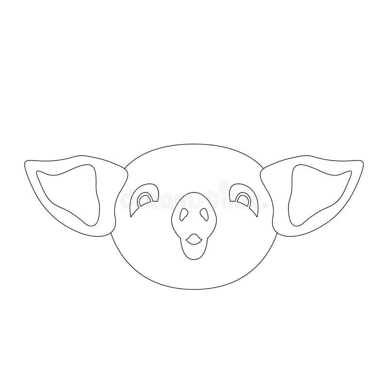 Pig Face Vector Illustration Coloring Book Front Stock Vector