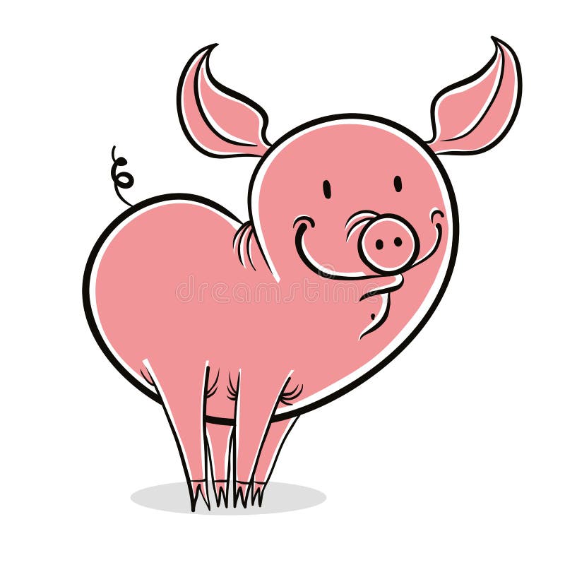 Pig funny cartoon. stock illustration