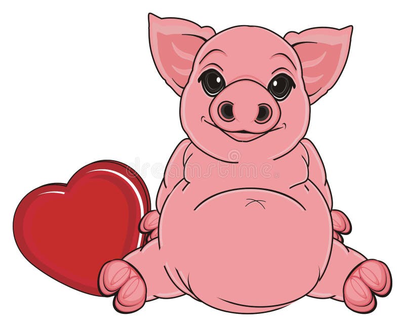 Pig with heart stock illustration. Illustration of meat 84827660