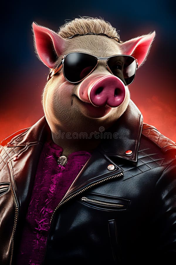 Pig Black Leather Jacket Stock Illustrations – 39 Pig Black