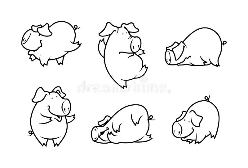 Cute pig set stock illustration Cute pig set stock illustration