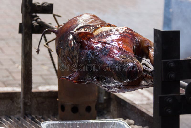 Pig roast stock photo. Image of rotisserie, roast, machine 45806564