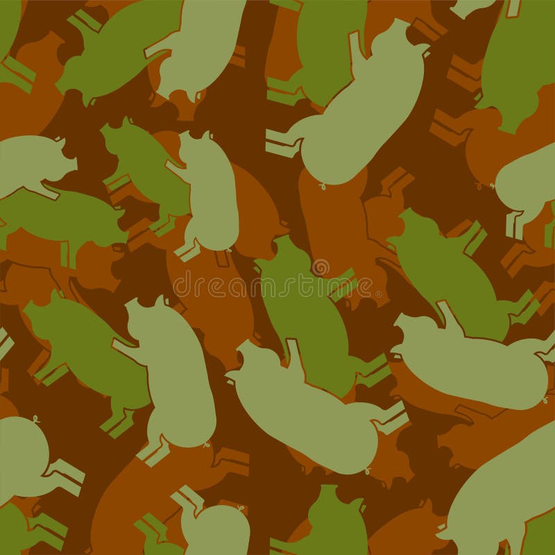 Pig sex army pattern eamless. Piggy intercourse military background. soldiery Pigs ornament. Farm Animal reproduction. Vector war