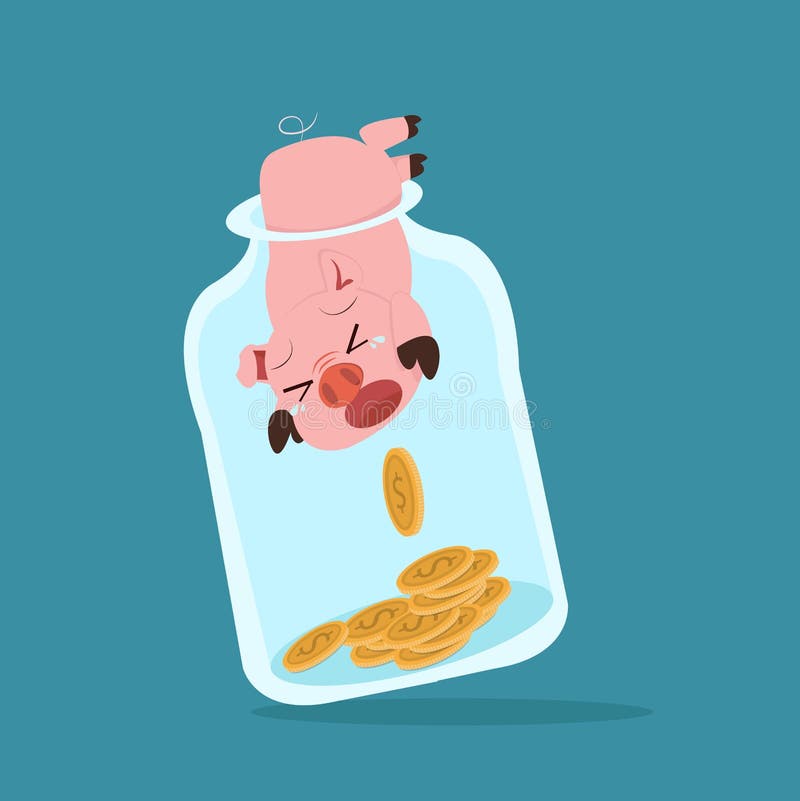 Pig want a coins vector illustration