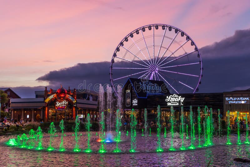 The Island in Pigeon Forge, TN at sunset.