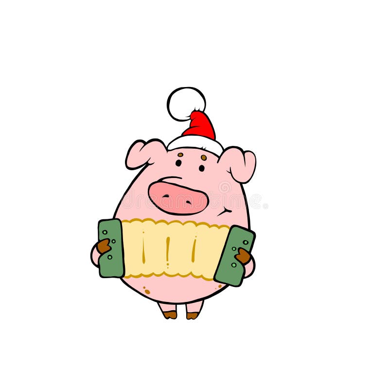 Год свиньи человек. Рисунок свиньи на новый год. Новогодняя Свинка рисунок. Поросенок с подарком рисунок. Свинья Фея.
