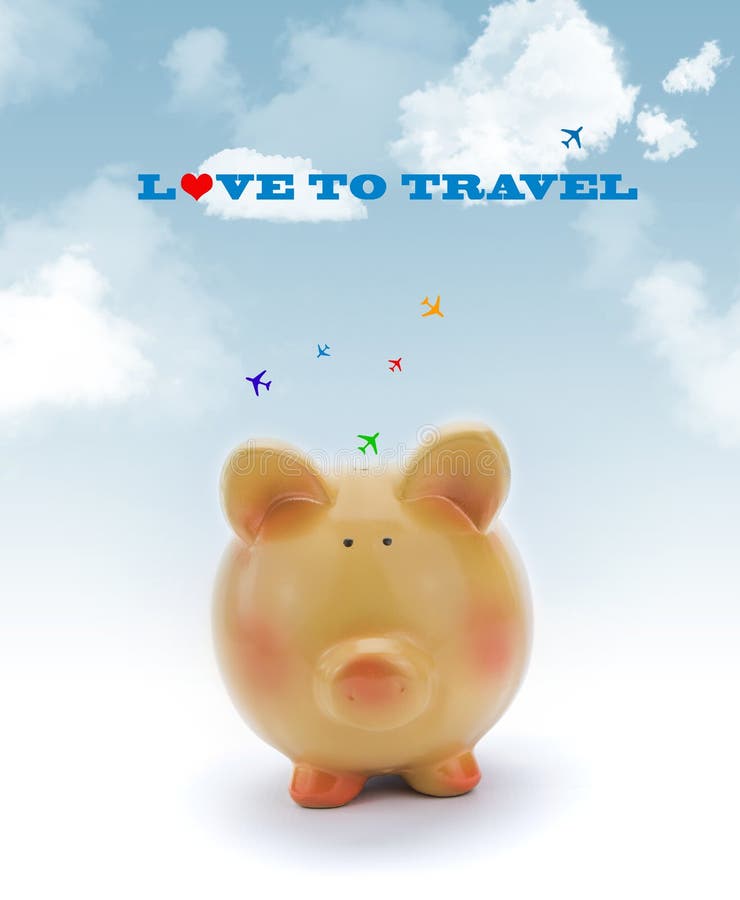Piggy Bank with Blue Sky and Jets Stock Image Image of dollar