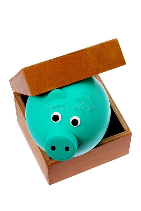 Piggy Bank in Box stock photo. Image of isolated, appreciation 55764806