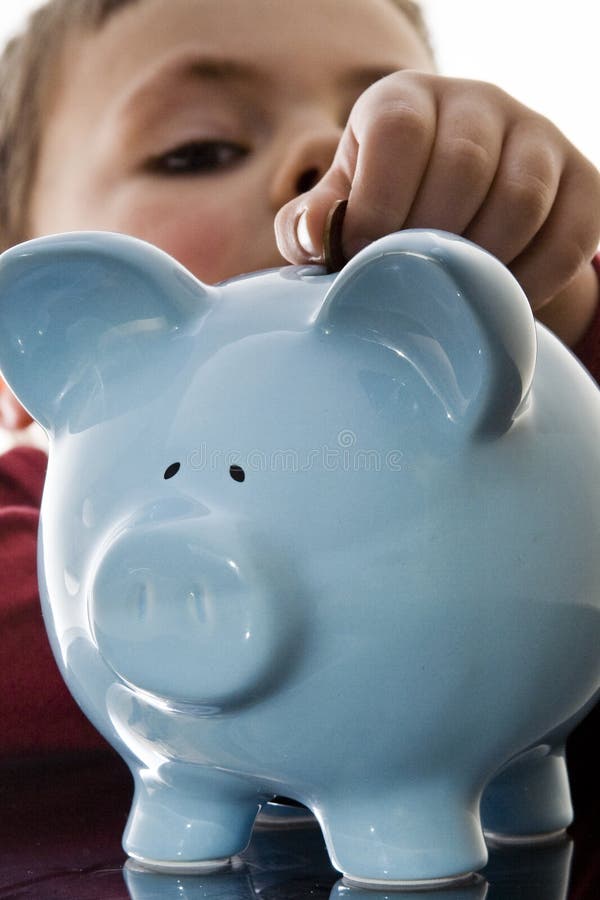 Piggy bank boy royalty free stock images