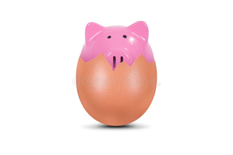 Piggy Bank in Broken Egg stock photo. Image of banking 43882848
