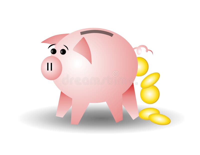 Piggy Bank With Coins Losing Money