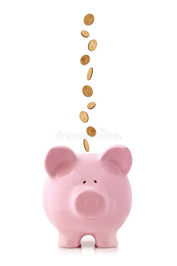 Piggy Bank with Falling Coins
