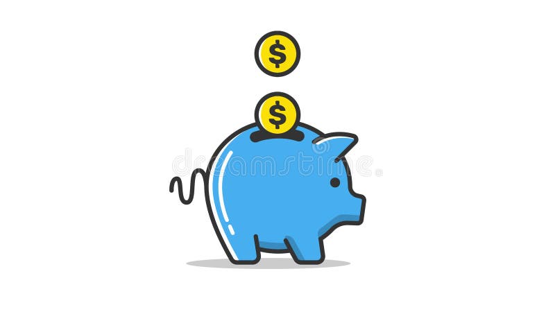 Piggy Bank Filling Up animation representing saving or financial planning stock illustration