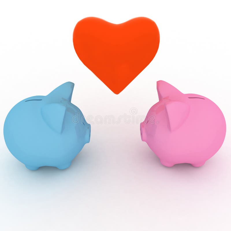 Piggybank with heart stock illustration. Illustration of finances
