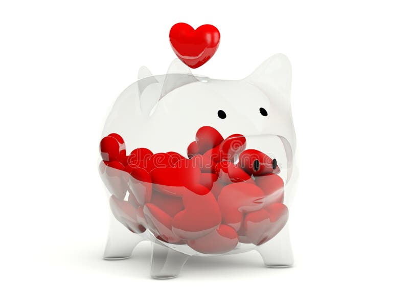 Piggy bank with hearts