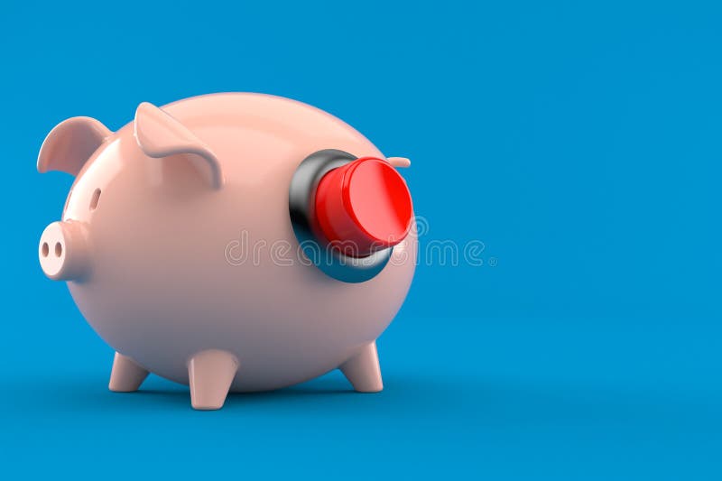 Piggy bank with push button vector illustration Piggy bank with push button vector illustration