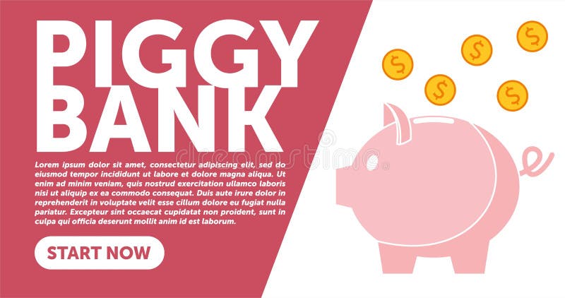 Piggy bank simple vector illustration in flat linework style. WEB PAGE TEMPLATE. DESIGN PIGGY BANK vector illustration Piggy bank simple vector illustration in flat linework style. WEB PAGE TEMPLATE. DESIGN PIGGY BANK vector illustration