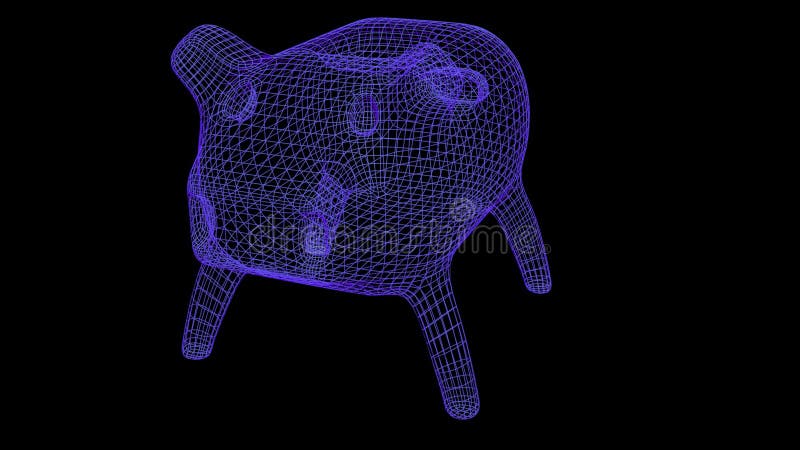 Piggy Bank wireframe poly mesh 3d render illustration vector illustration