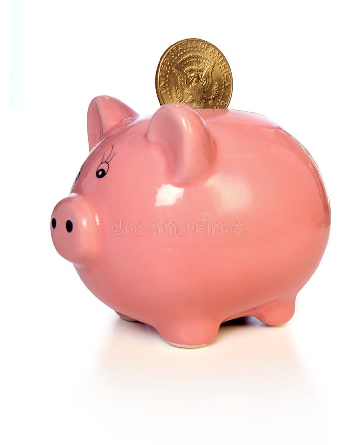 Piggy gruppmyntguld royaltyfri fotografi