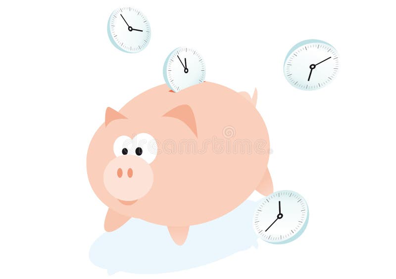 Abstract vector illustration of a piggybank for saving time