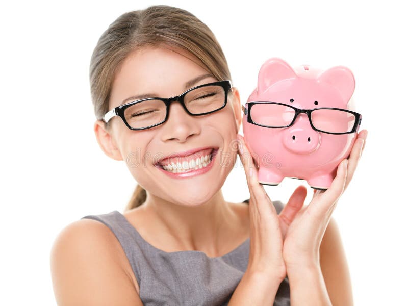 Piggybank eyewear di risparmio di vetro fotografia stock libera da diritti Piggybank eyewear di risparmio di vetro fotografia stock libera da diritti