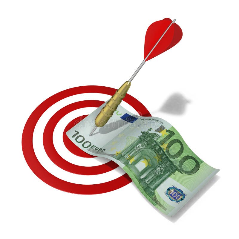 Pijltje die het geld raken stock foto Pijltje die het geld raken stock foto