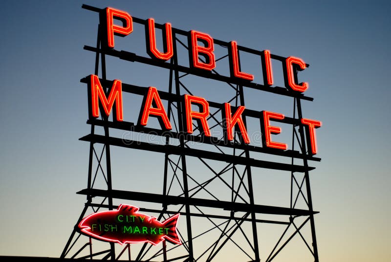 Sign for the famous Pike Place Market in Seattle, Washington. Sign for the famous Pike Place Market in Seattle, Washington.