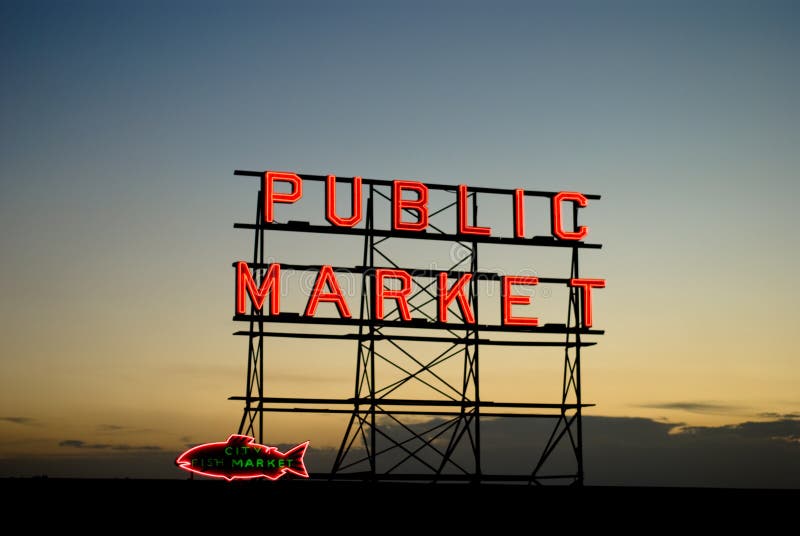 Sign for the famous Pike Place Market in Seattle, Washington. Sign for the famous Pike Place Market in Seattle, Washington.