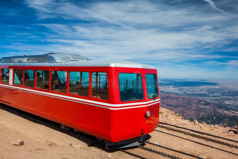 Pikes Peak Cog Train from Top of Pike Peak, Colorado Springs, CO Stock ...