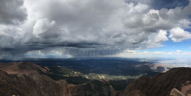 Pikes Peak Colorado Springs rain and thunder storm