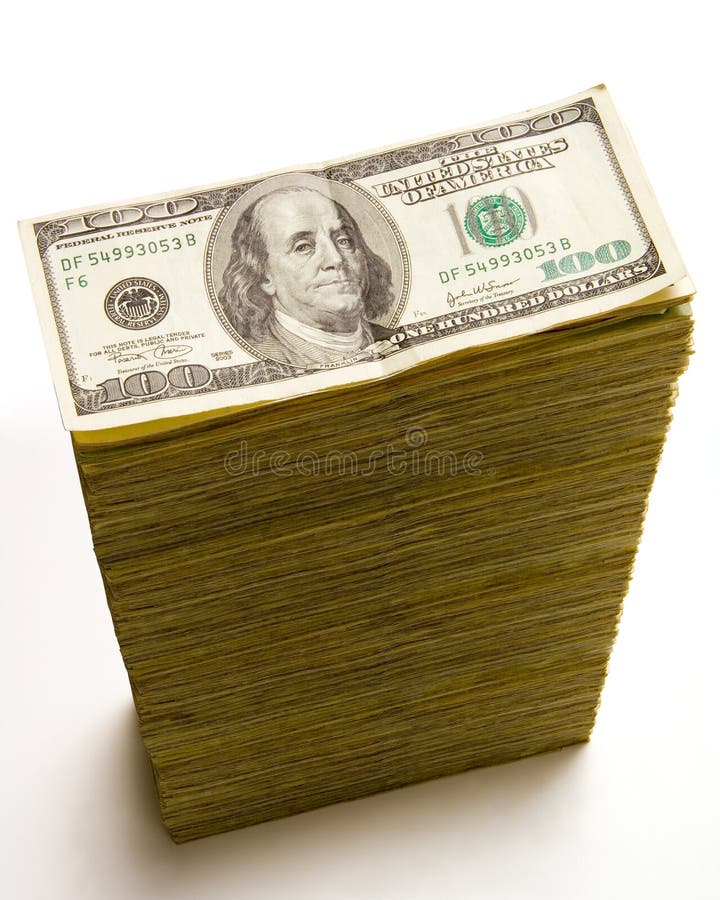Pila de 100 cuentas de dólar imagen de archivo Pila de 100 cuentas de dólar imagen de archivo