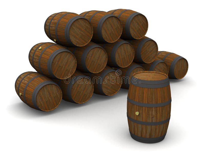 Pila de barriles de vino viejos stock de ilustración Pila de barriles de vino viejos stock de ilustración