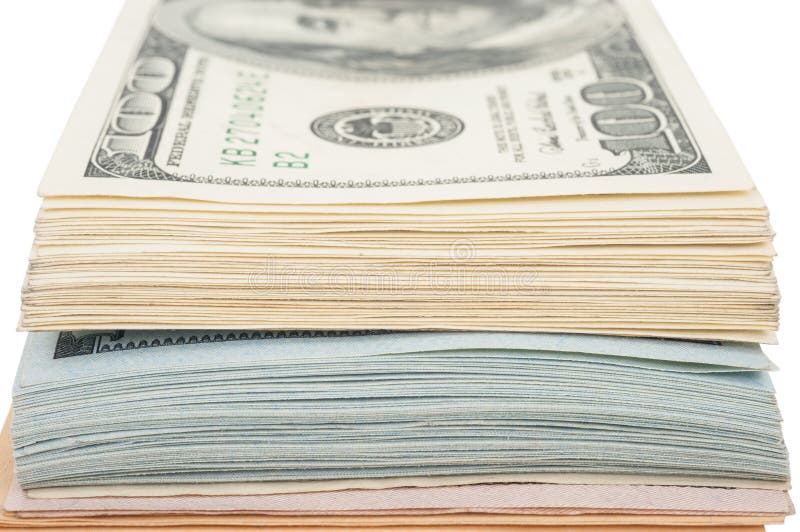 Pila de billetes de dólar del americano ciento del dinero foto de archivo Pila de billetes de dólar del americano ciento del dinero foto de archivo