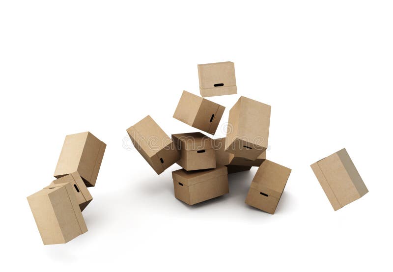 Pile of cardboard boxes, conceptual image on a white background. 3d rendering. Pile of cardboard boxes, conceptual image on a white background. 3d rendering
