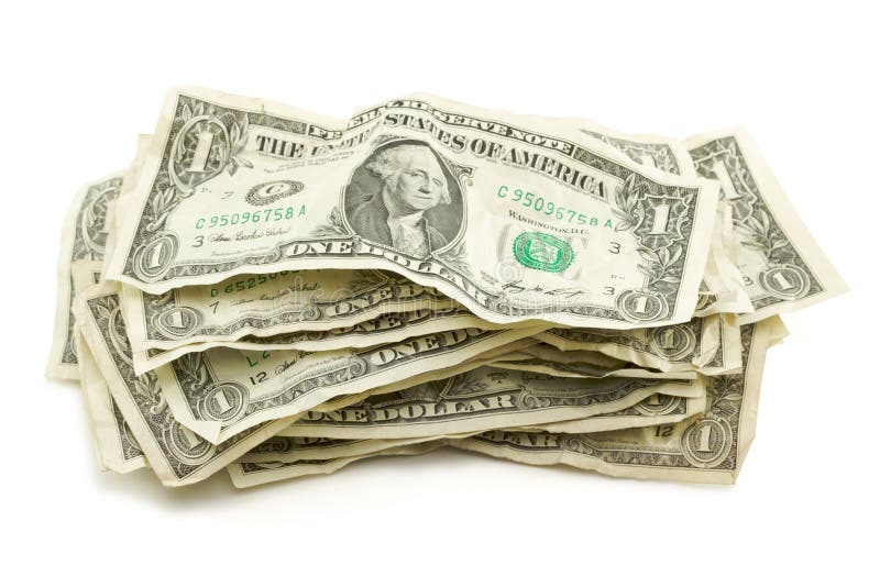 Pila de cuentas de dólar arrugadas fotografía de archivo libre de regalías Pila de cuentas de dólar arrugadas fotografía de archivo libre de regalías