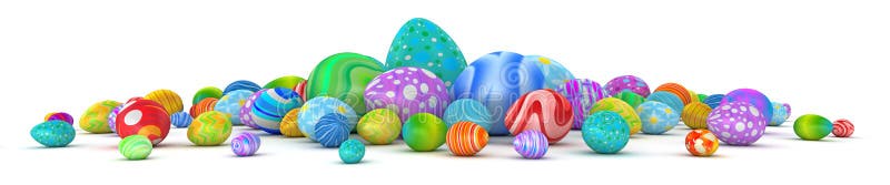 Pila de huevos de Pascua coloridos aislados en blanco libre illustration
