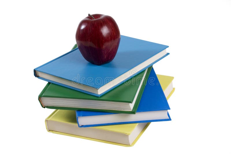 Pila De Libros Con La Manzana Roja Imagen de archivo Imagen de