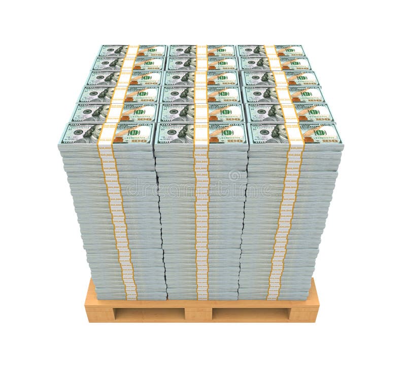 Pila di soldi con il pallet di legno fotografie stock Pila di soldi con il pallet di legno fotografie stock