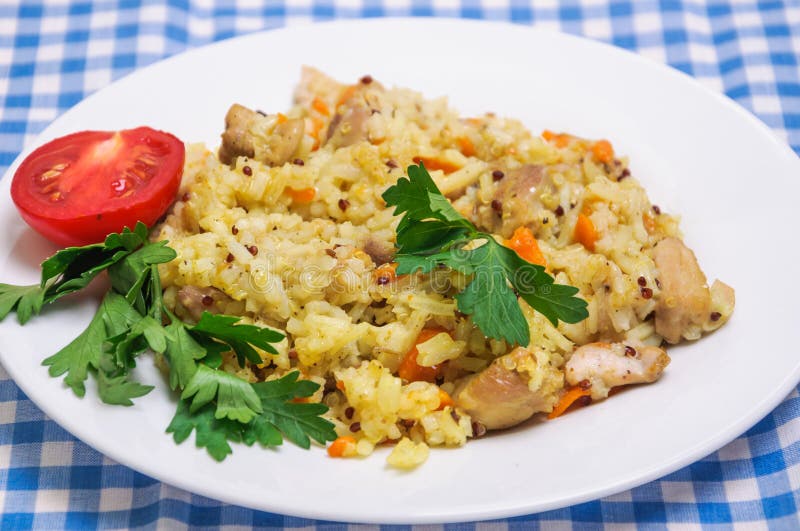 Pilaf Chicken with the Addition of Quinoa Stock Image Image of greens