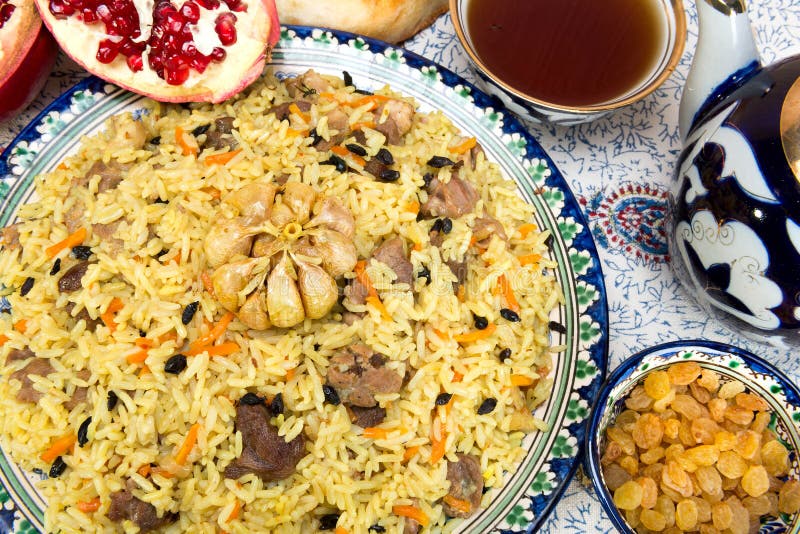 Pilaf - Eastern Food - Rice, Oil, Meat and Spices Stock Image - Image