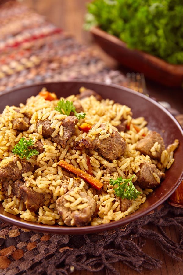 Pilaf with Meat and Vegetables Stock Photo Image of arabian, dish