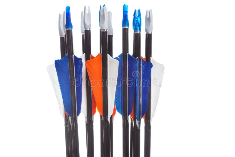 Arrows with fletching and nocks isolated. Arrows with fletching and nocks isolated