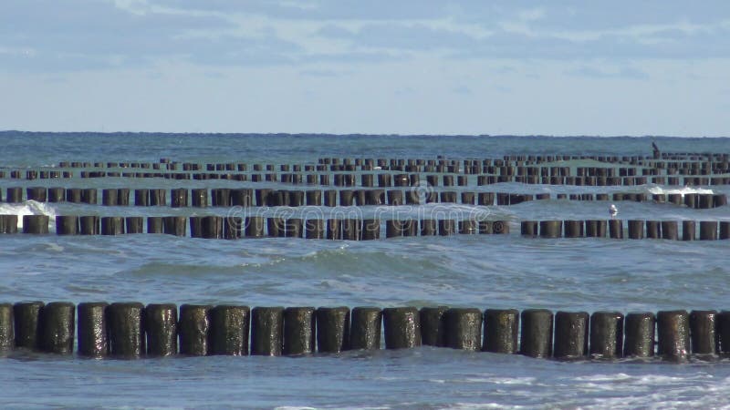 Pilas de las ondas, del viento y de madera