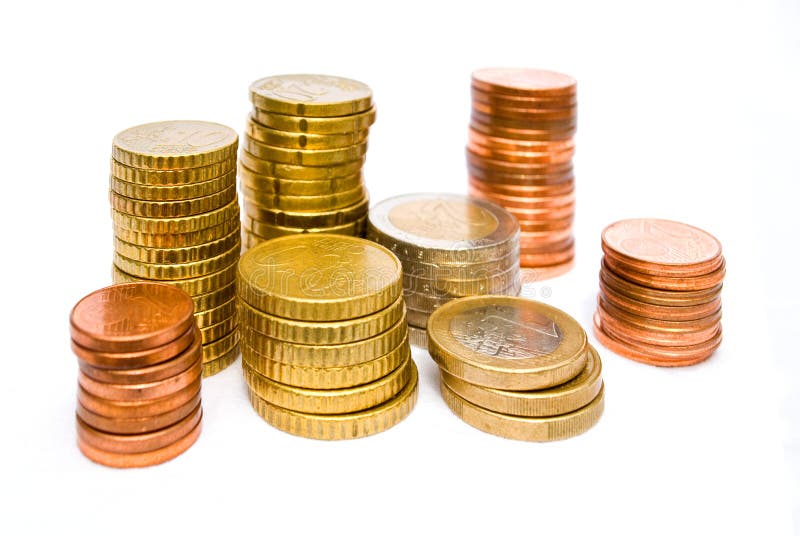 Pilas de varias monedas euro imagenes de archivo Pilas de varias monedas euro imagenes de archivo