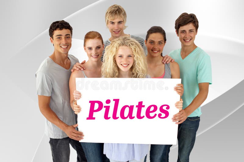 Pilates against white angular design stock images