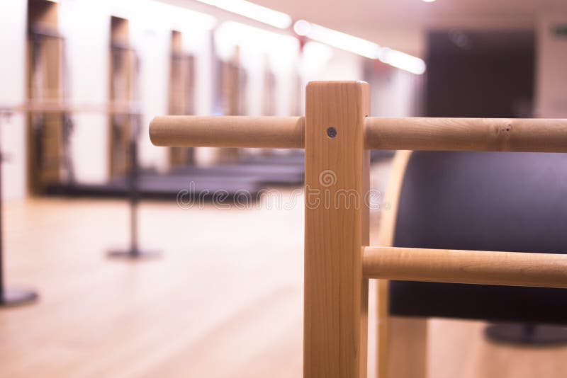 Pilates machine in gym stock photo. Image of stretching 91749216