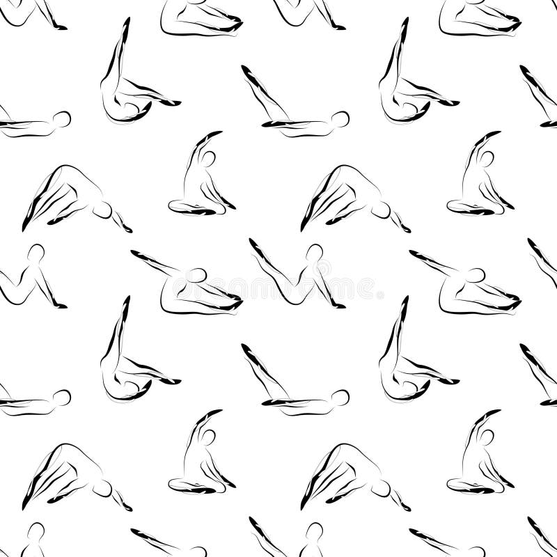 Pilates Poses Seamless Vector Pattern Stock Vector Illustration of
